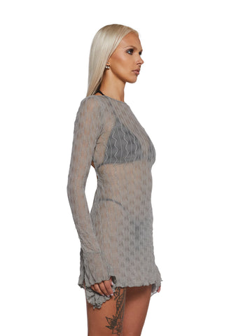 Techno Novelty Mesh Dress - Grey
