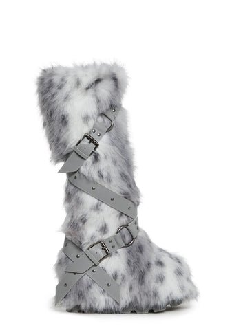 Wild Instincts Faux Fur Boots - White
