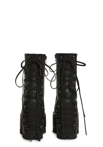 Woodland Lucid Dream Corset Boots - Black