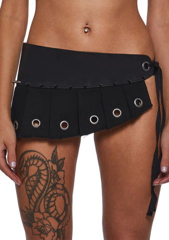 Ego Belt With Pleated Skirt Panel - Black