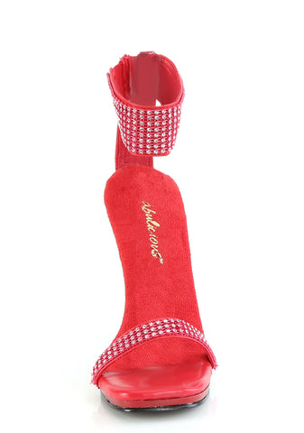Chic-40 Platform Ankle Strap Rhinestone Sandals-Red