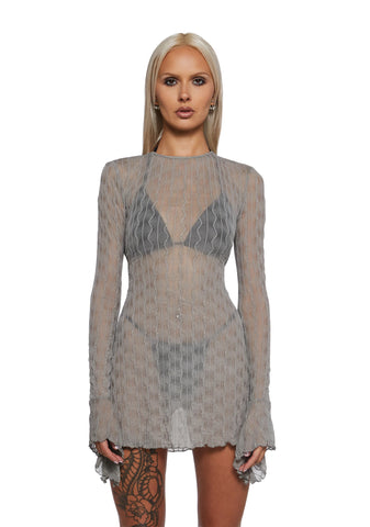 Techno Novelty Mesh Dress - Grey