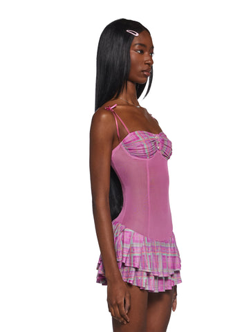 Secret Notes Plaid Mini Dress