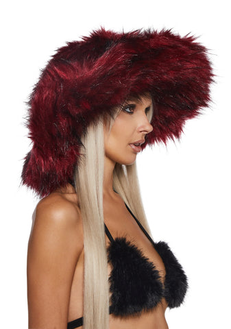Chamber Faux Fur Bucket Hat - Red