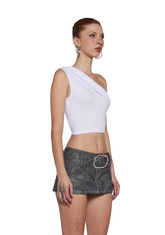 Fake Number Off The Shoulder Top - White