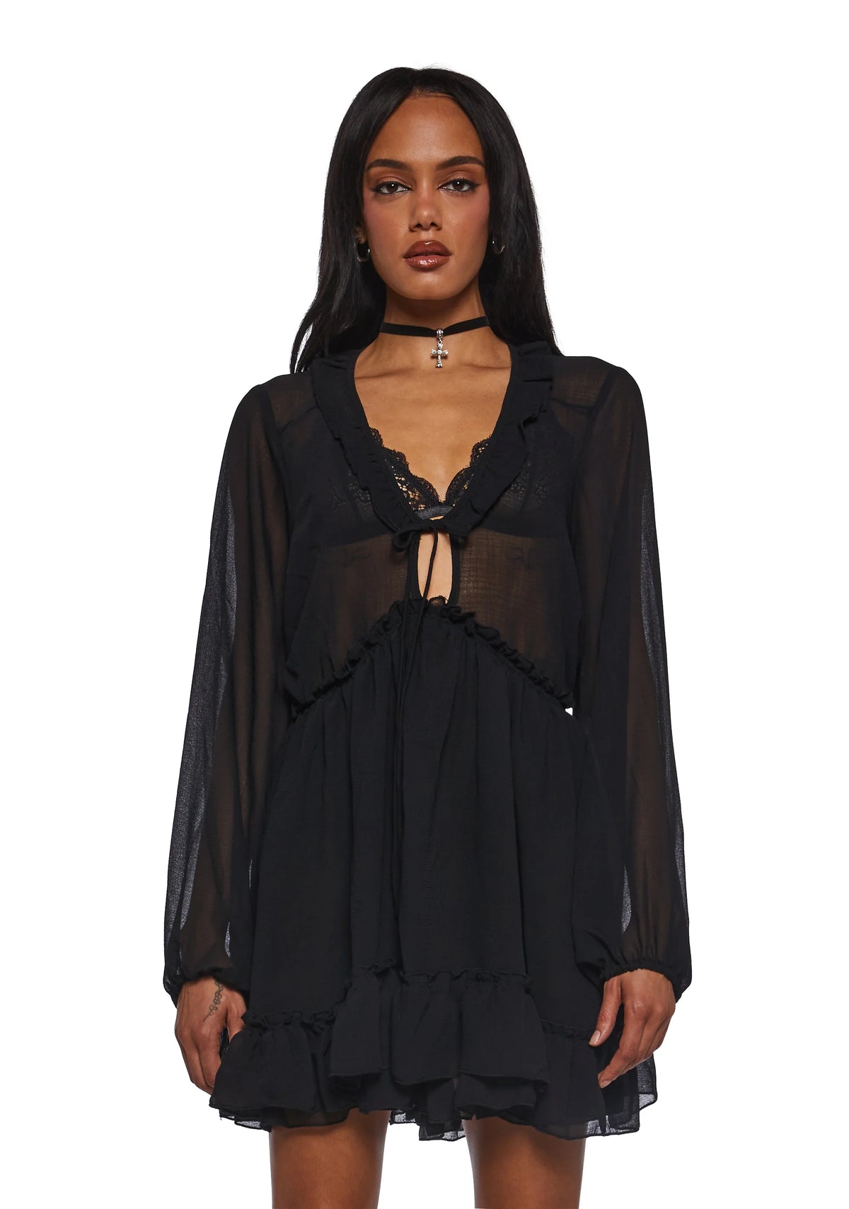 Sunset Chaser Babydoll Dress - Black