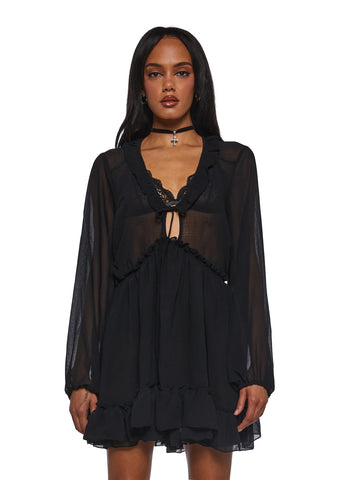 Sunset Chaser Babydoll Dress - Black