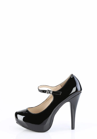Chloe-02 Platform Mary Jane Pumps-Black