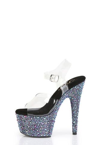 Bejeweled-708MS Platform Ankle Strap Sandals-Black