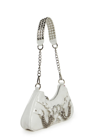 Ciska Brass Knuckle Shoulder Bag - White