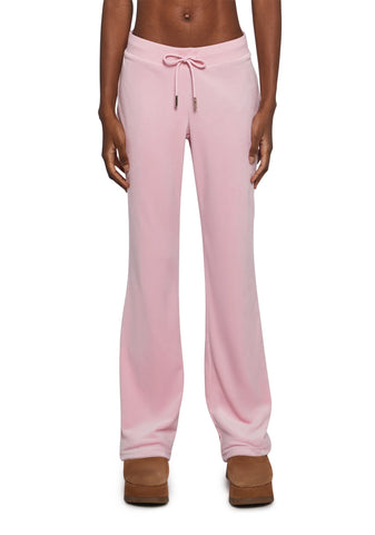 OG Big Bling Velour Track Pants - Pink