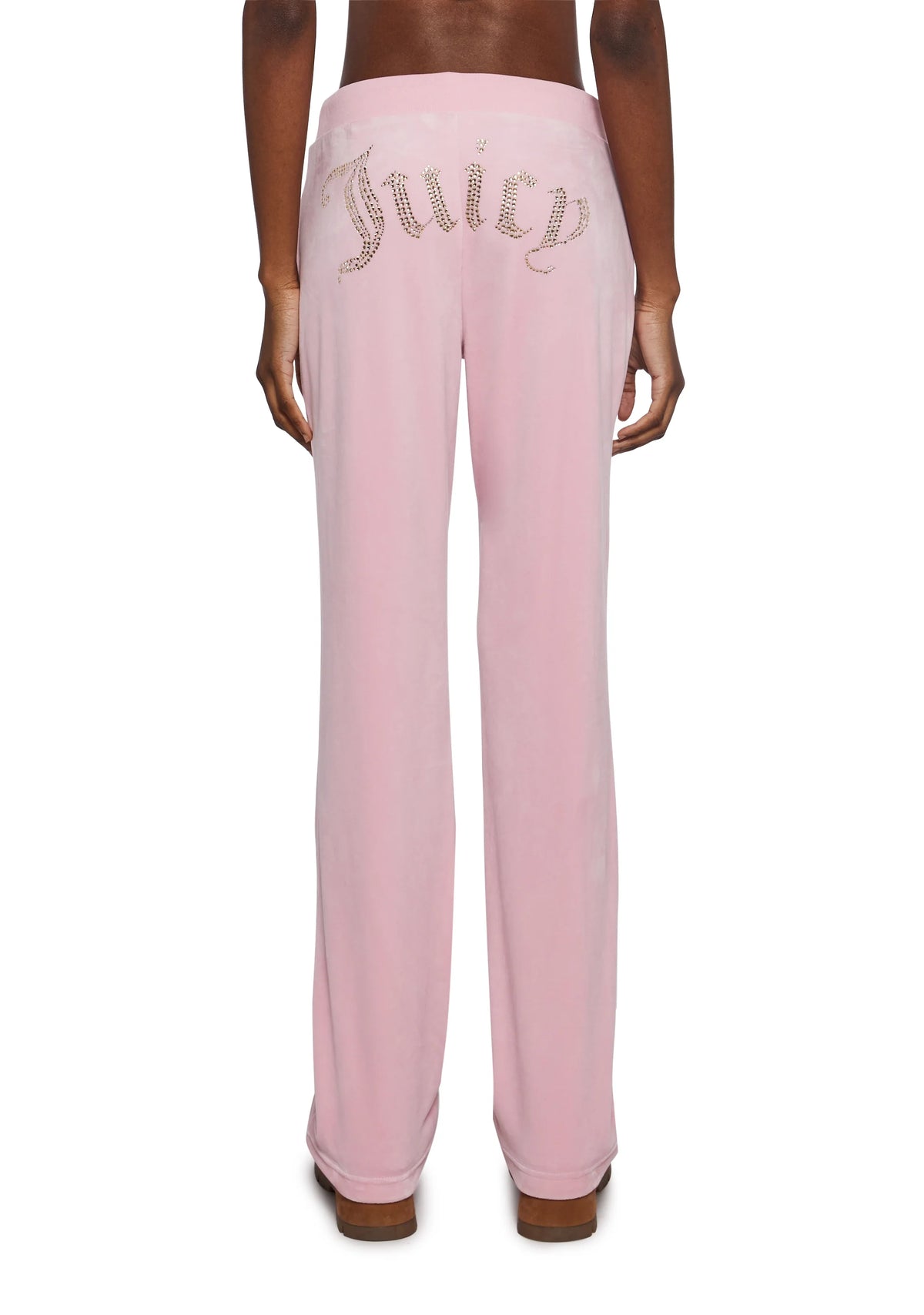 OG Big Bling Velour Track Pants - Pink