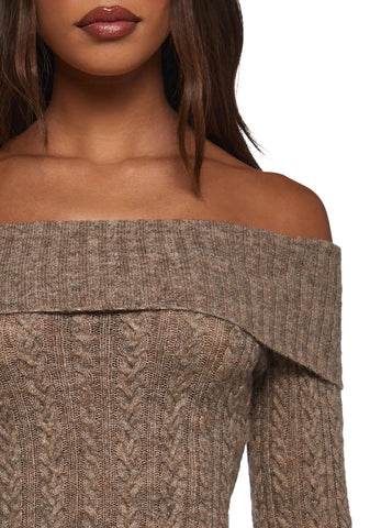 Manifest It Off The Shoulder Sweater Mini Dress