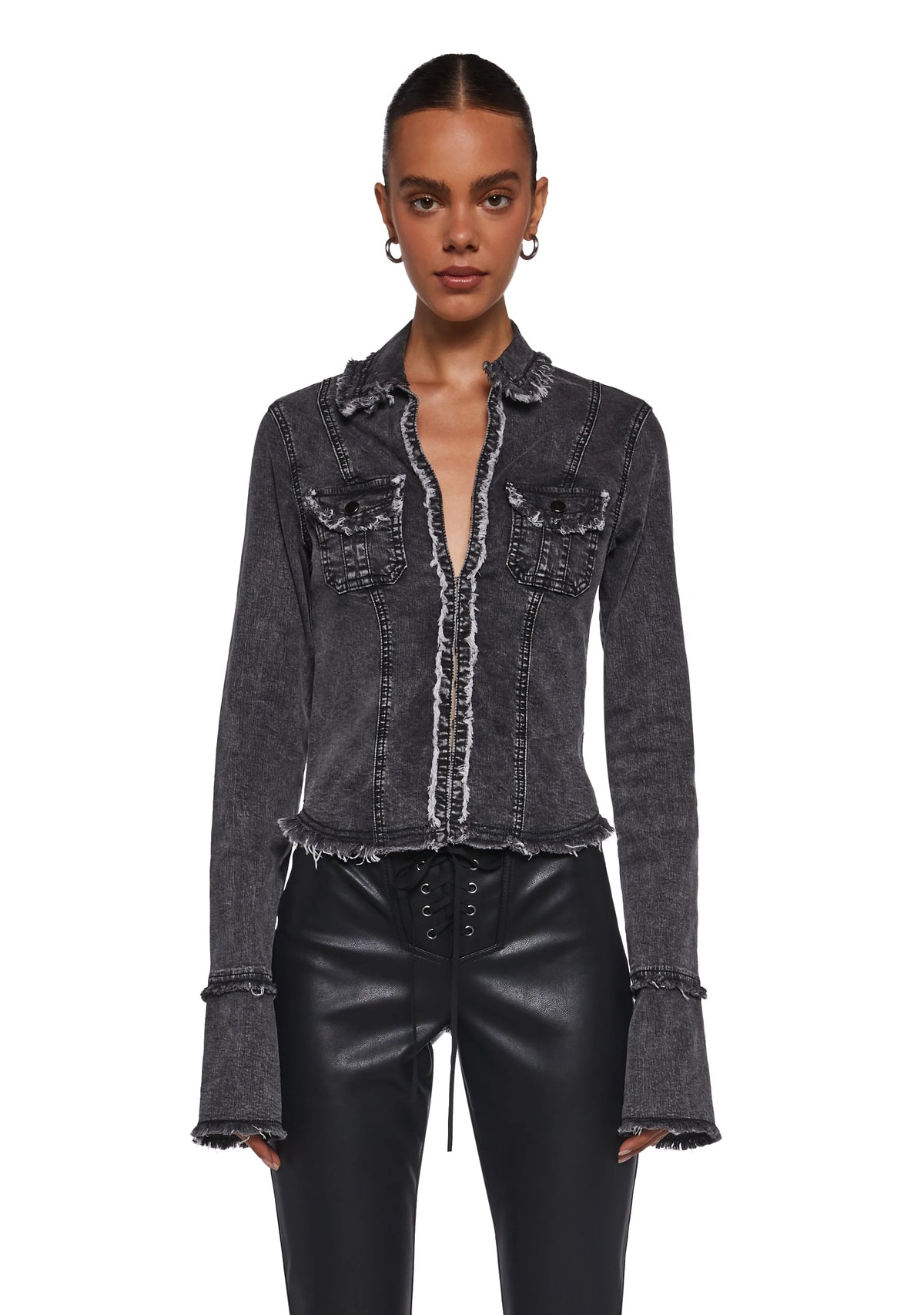 Ferris Wheel Date Denim Top - Black