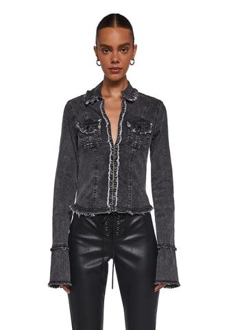 Ferris Wheel Date Denim Top - Black