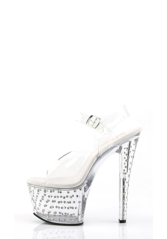 Stardust-708 Platform Ankle Strap Sandals-Clear