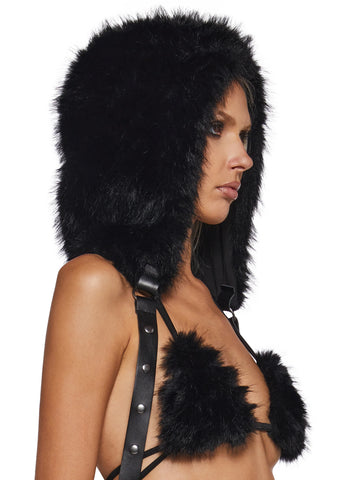 DEMENTED HOODED FUR HARNESS