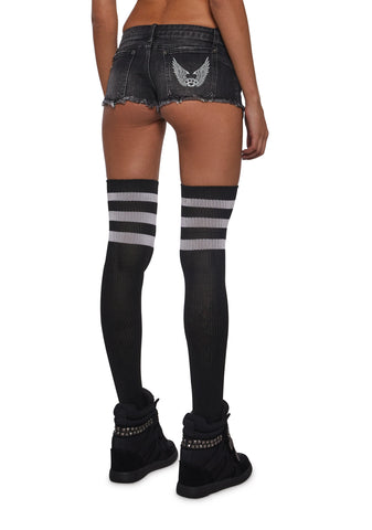 Ciska Brass Knuckle Denim Micro Shorts