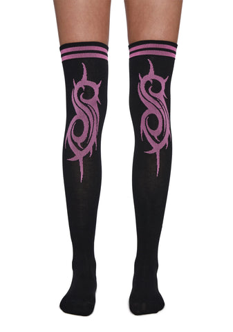 Slipknot Fan Thigh High Socks - Pink