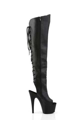 Adore-3019 Platform Over-The-Knee Boots-Black PU