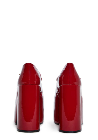 Macabre Meetup Platform Mary Janes - Red