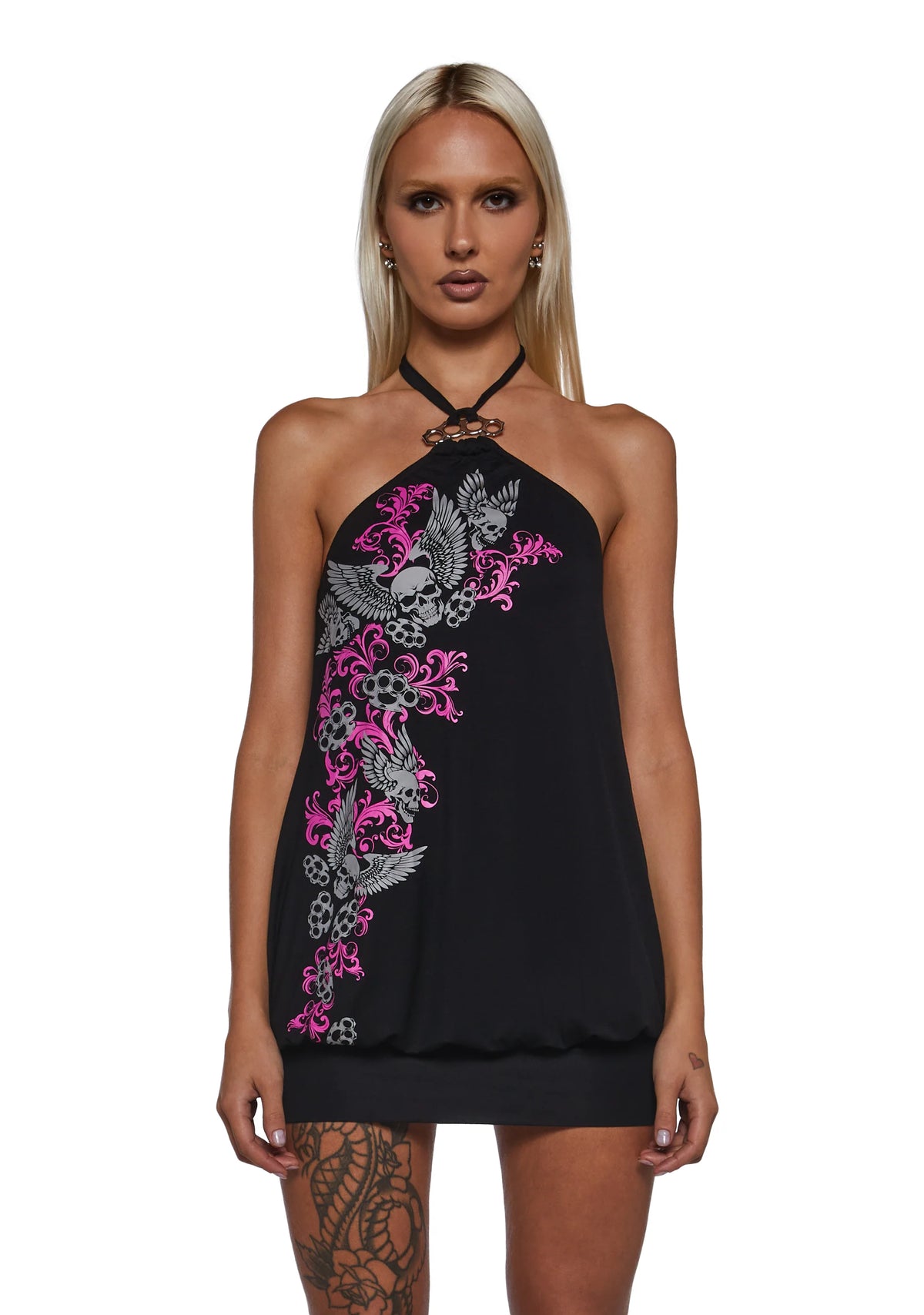 Ciska Brass Knuckle Bubble Mini Dress