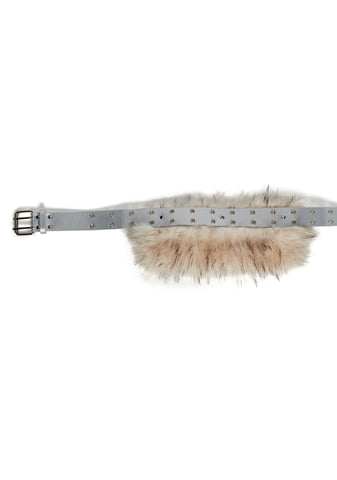 Vibing Sounds Faux Fur Belt - Silver