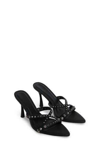 Total Perks Studded Mules - Black