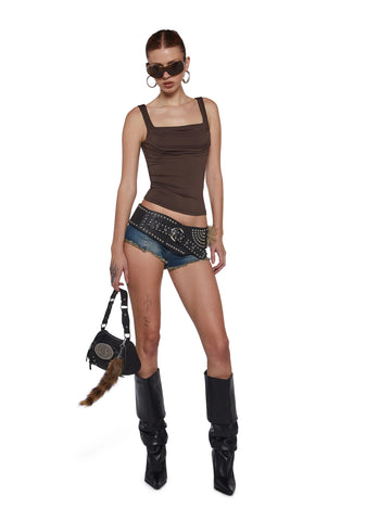 Text Me Ruched Top - Brown