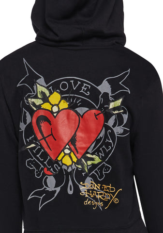 Heart Snake Zip Front Hoodie