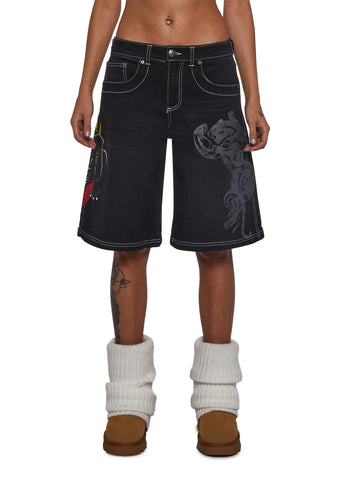 Panther Heart Denim Jorts