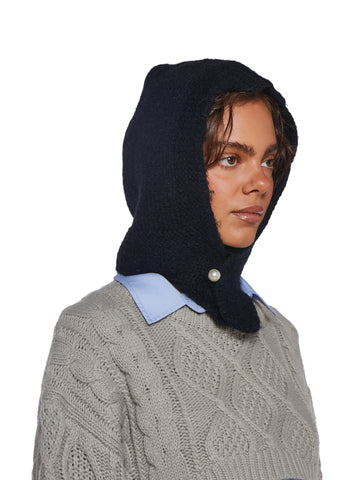 Fall Vibing Knit Hood - Black