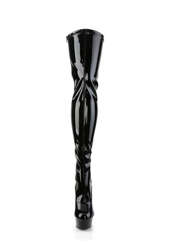Delight-3063 Platform Thigh High Boots-Black