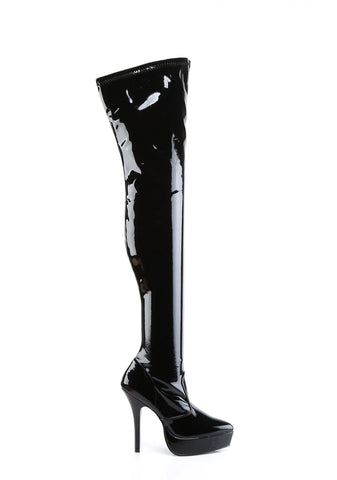 Indulge-3000 Platform Thigh High Boots-Black