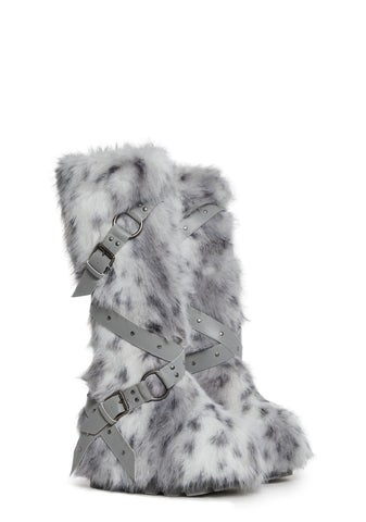 Wild Instincts Faux Fur Boots - White