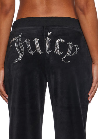 OG Big Bling Velour Track Pants - Black