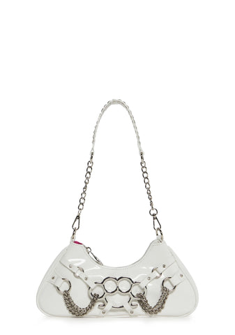 Ciska Brass Knuckle Shoulder Bag - White