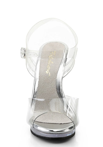 Flair-408 Platform Ankle Strap Sandals-Clear