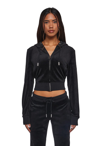 OG Big Bling Velour Hoodie - Black