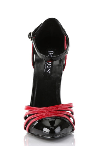 Domina-412 Strappy Ankle Strap Sandals-Blk-Red
