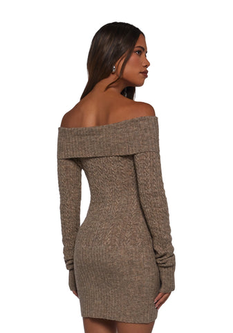 Manifest It Off The Shoulder Sweater Mini Dress