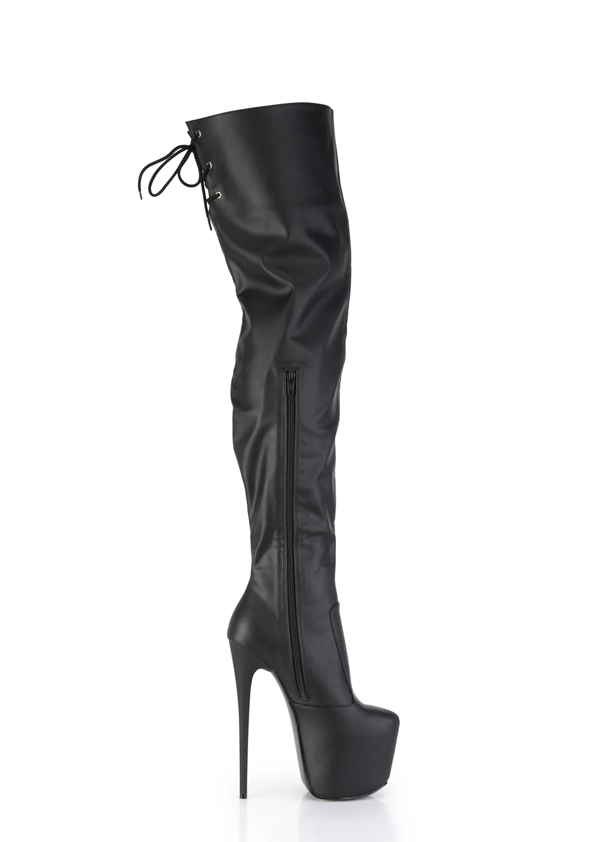 Jubilant-3007 Platform Thigh High Boots-Black PU