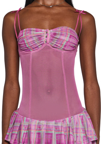 Secret Notes Plaid Mini Dress