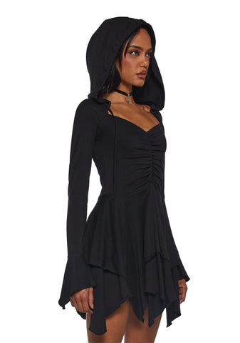 F Is For Fairies® Hooded Mini Dress - Black