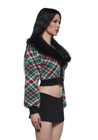 Holiday Party Plaid Cardigan