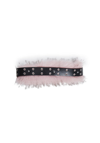 Vibing Sounds Faux Fur Belt - Pink