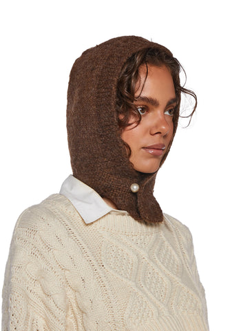 Fall Vibing Knit Hood - Brown