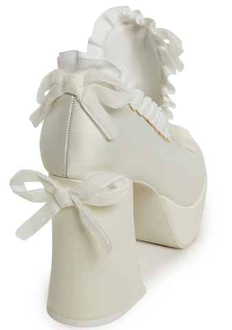 Bisou Baby Platform Heels - White