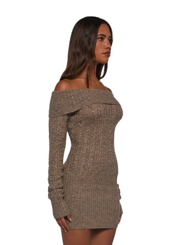 Manifest It Off The Shoulder Sweater Mini Dress