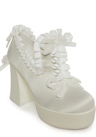 Bisou Baby Platform Heels - White